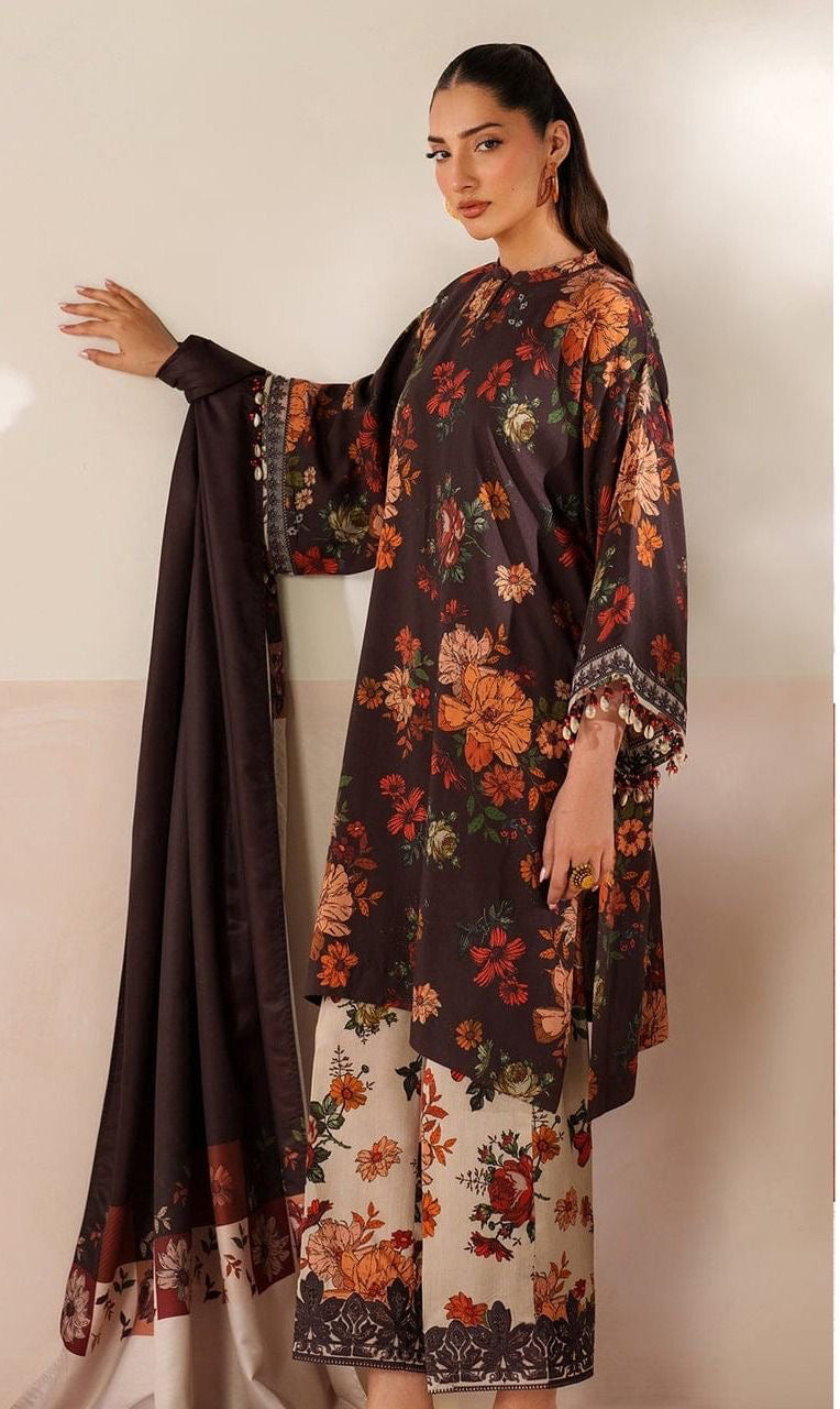 3pcs printed khaddar baroque