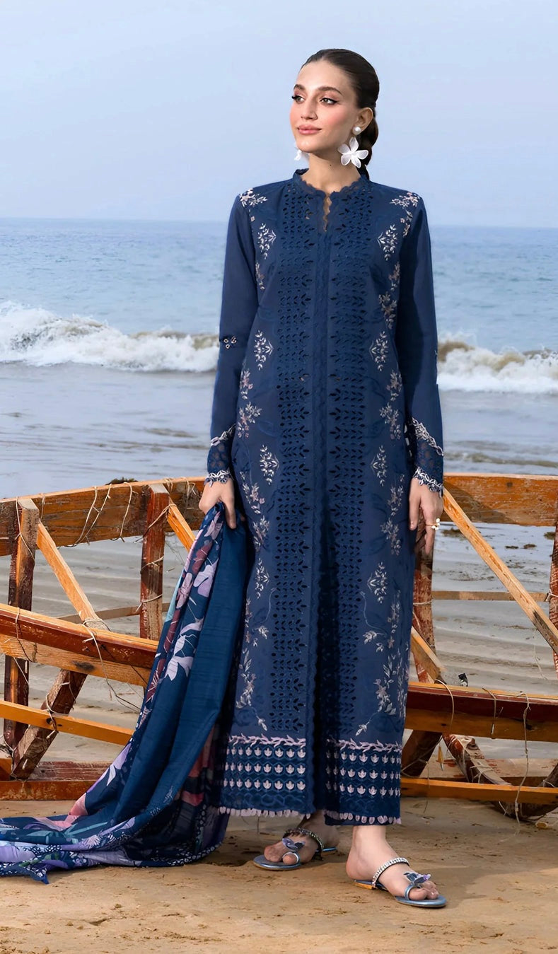 3pcs RangRasiya Royal Blue Emb lawn