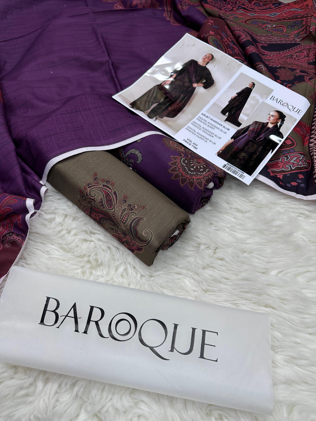 3pcs printed Barouque khaddar