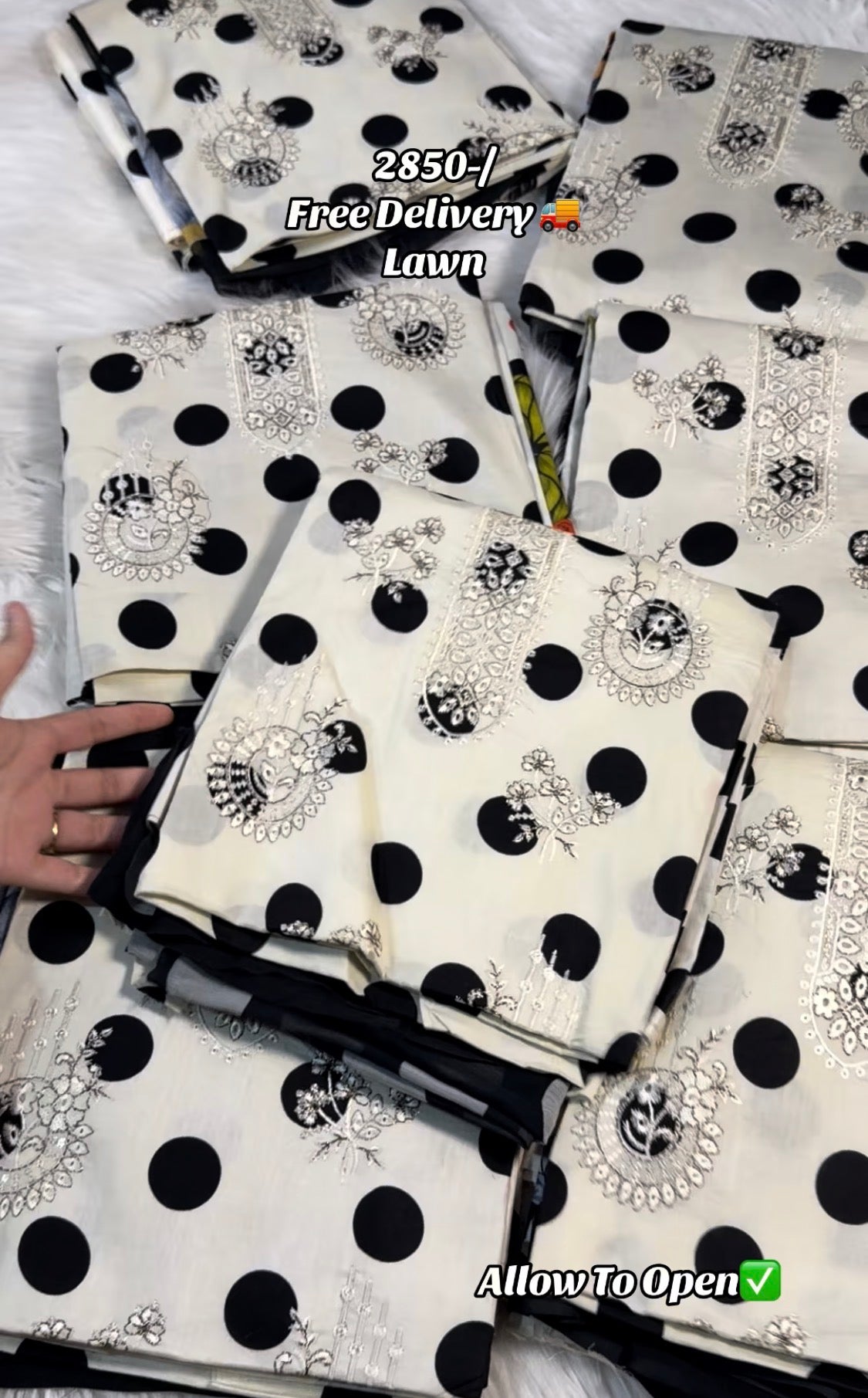 3pcs MB CNE Black White Polka dot lawn