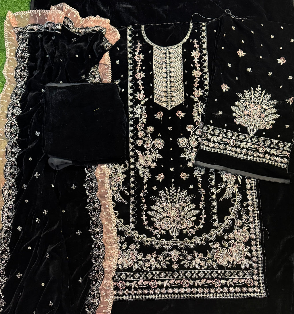 3pcs Aneelas Collection Black Velvet