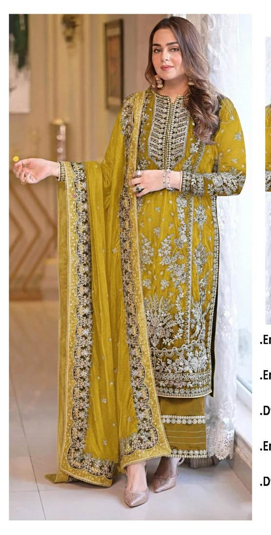 3pcs Aneelas Peach pati mehndiya lawn