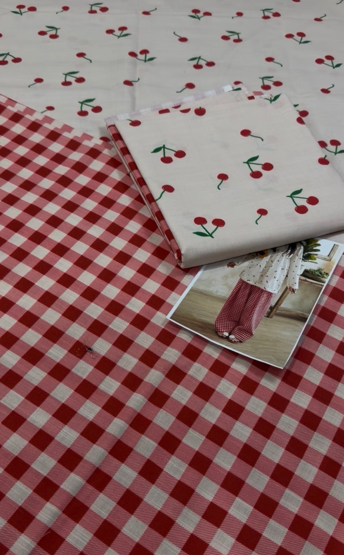 2pcs Khaddar Cheery + Cheque Print