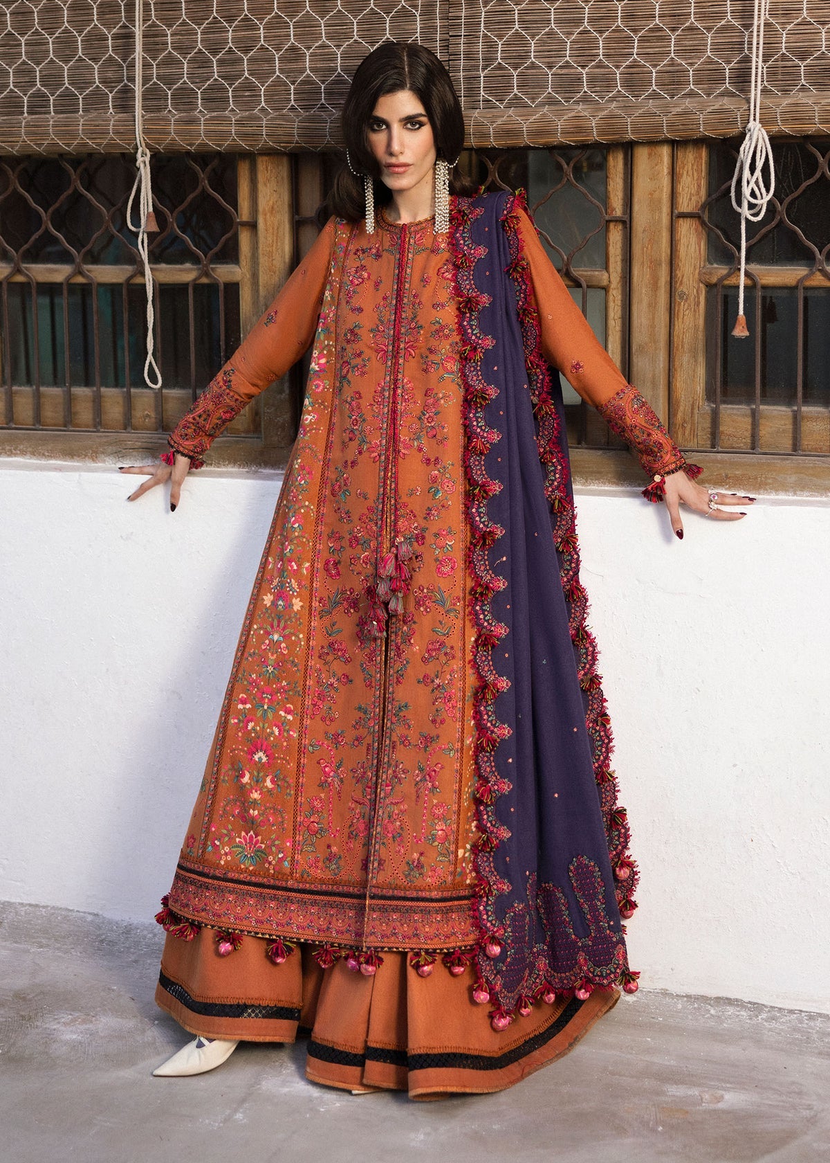 3pcs Dhanak Hussain Rehar Mustard Purple