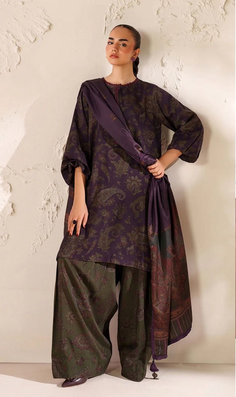 3pcs printed Barouque khaddar