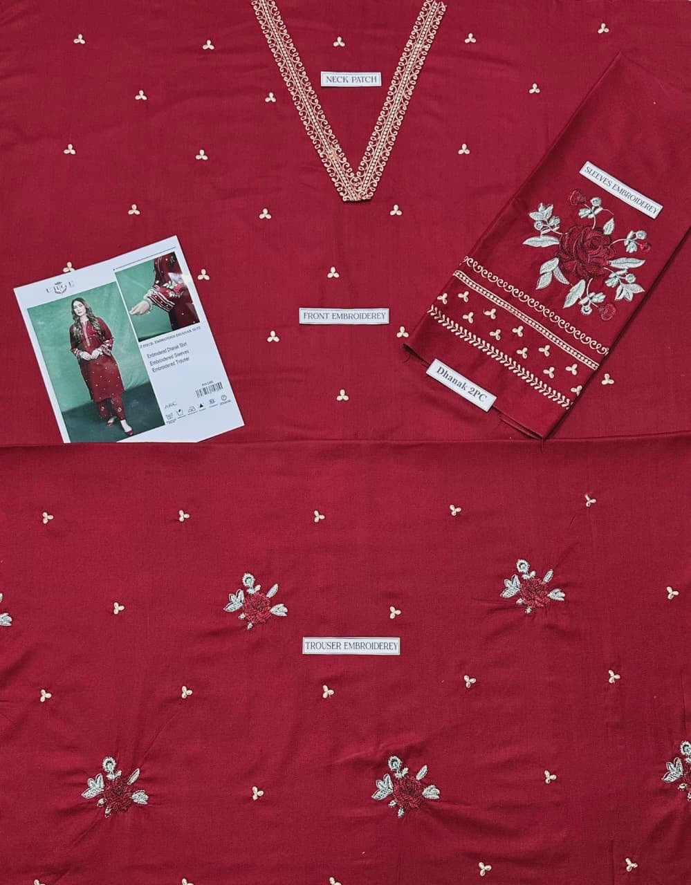 2 pcs Dhanank embroidery Mehroon arc