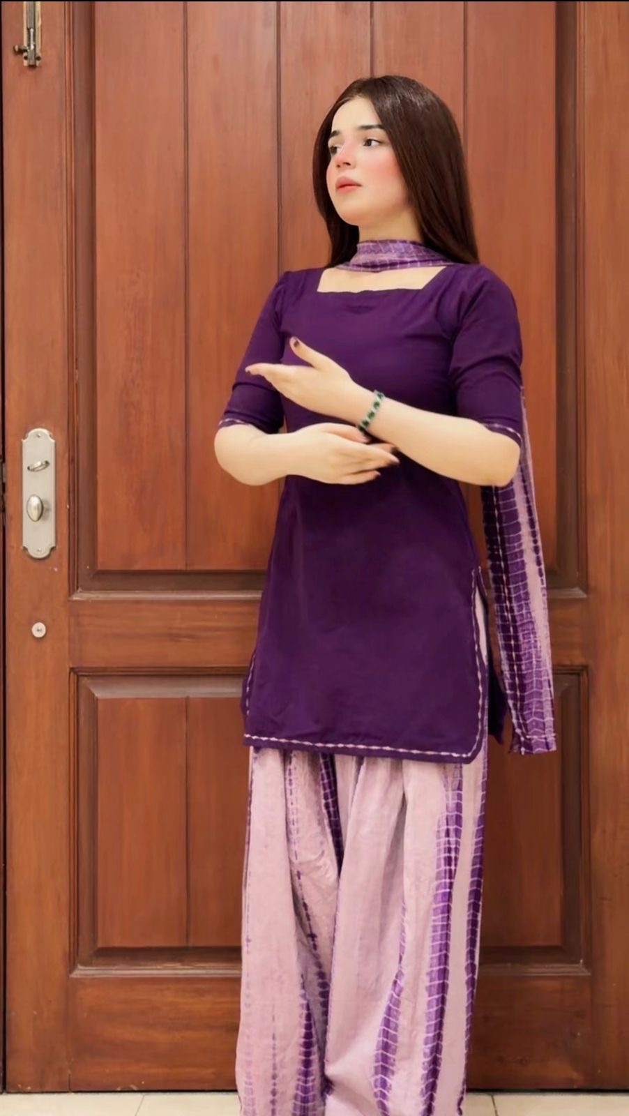 3pcs Amna Tiktok Viral Purple lawn
