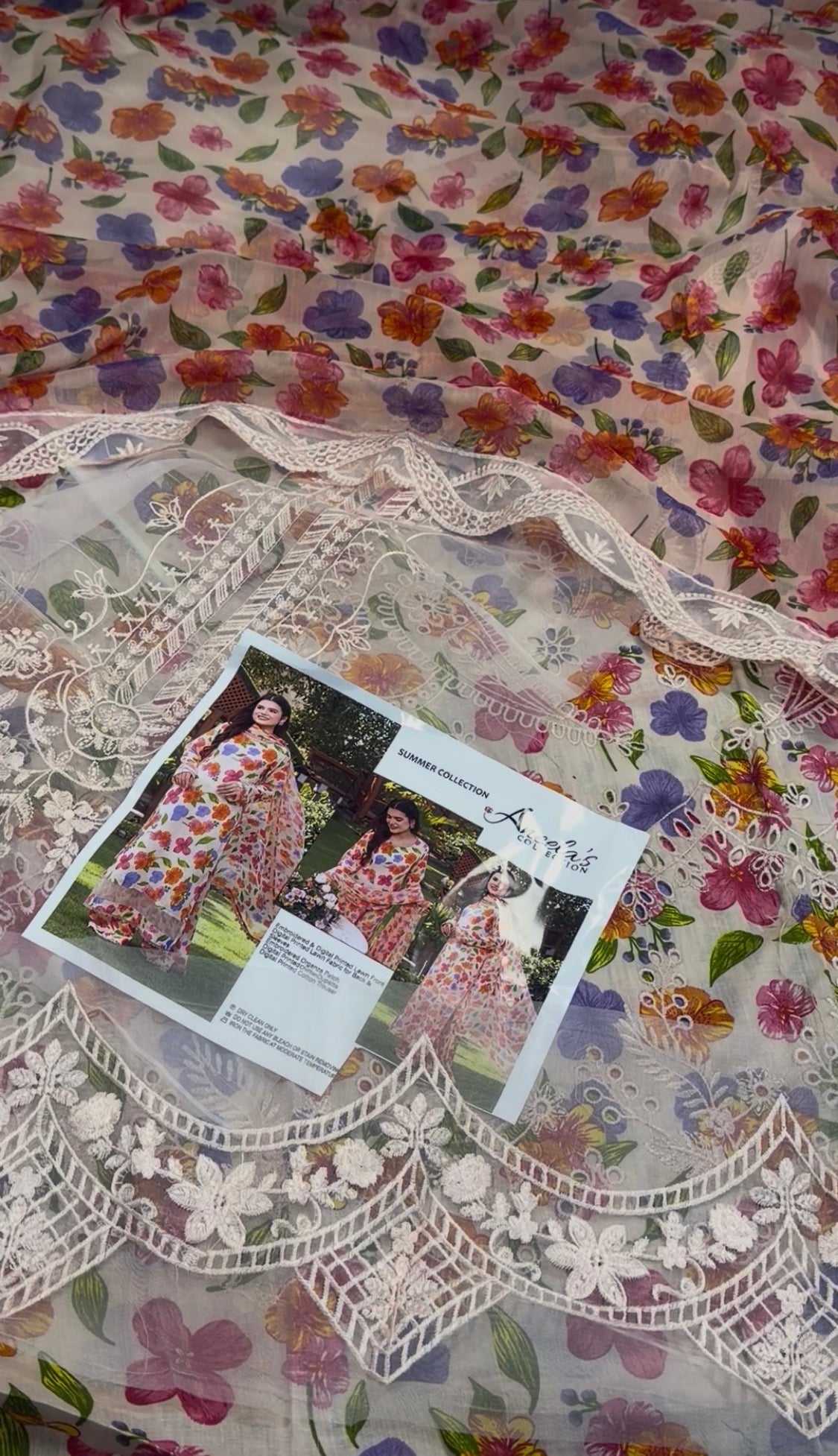 3pcs Aneelas orange Flower Tea pink lawn