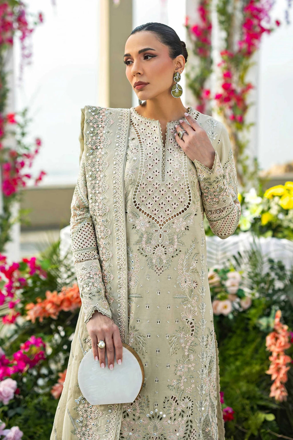 3pcs Akbar Aslam Pistachio Emb lawn