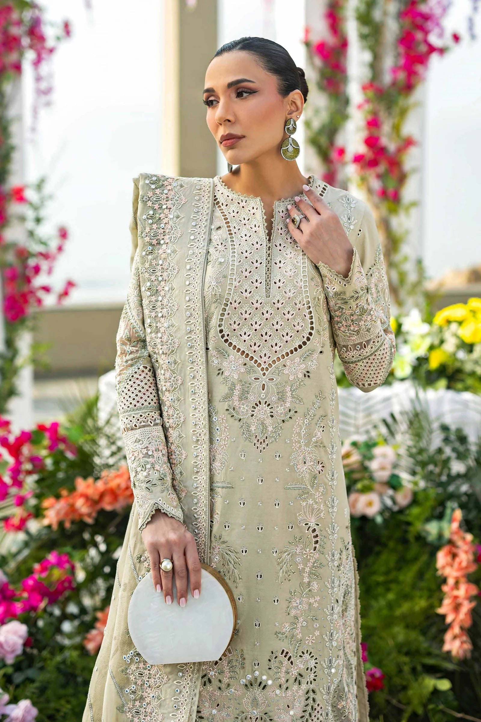 3pcs Akbar Aslam Pistachio Emb lawn