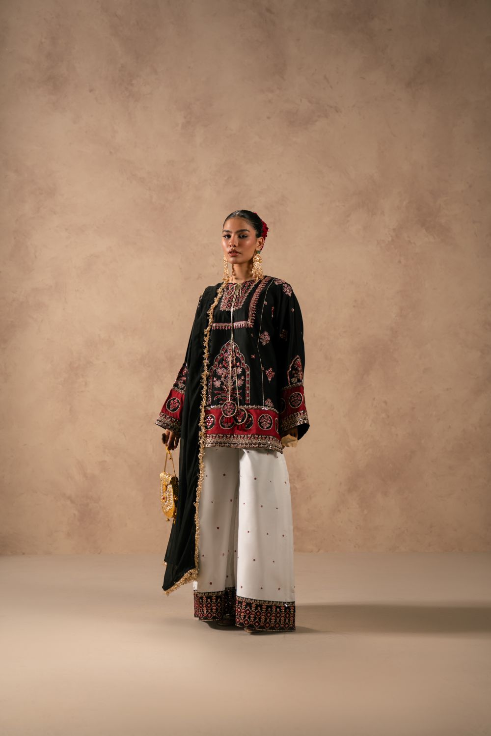 3pcs Raiz Black Fatima Faisal silk