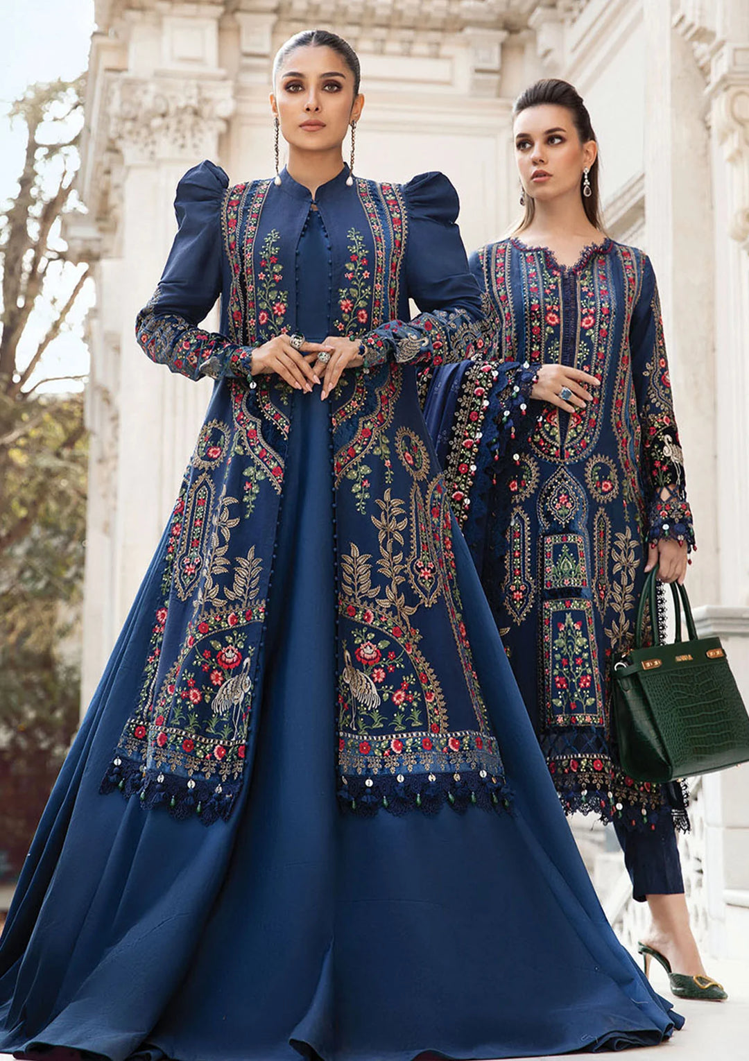 3pcs MariaB Royal Blue Dhanak Embroidery