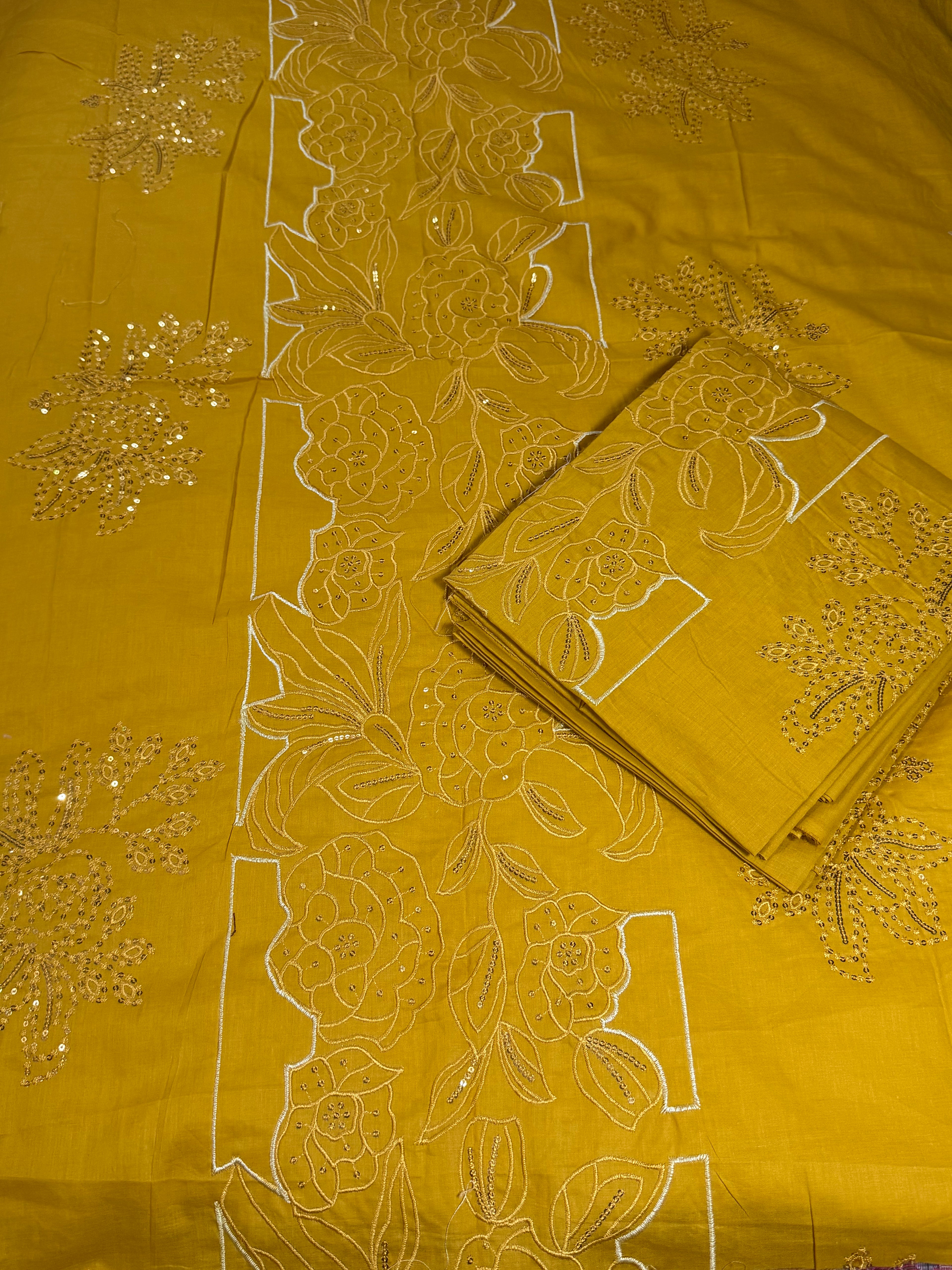 2pcs Maria B Mustard Sequence lawn