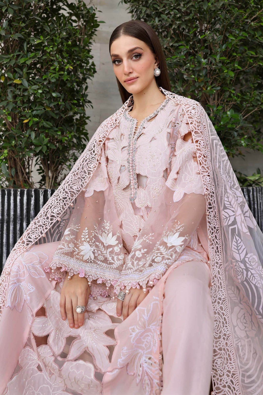 3pcs Dhanak Maria B Cutwork Tea Pink