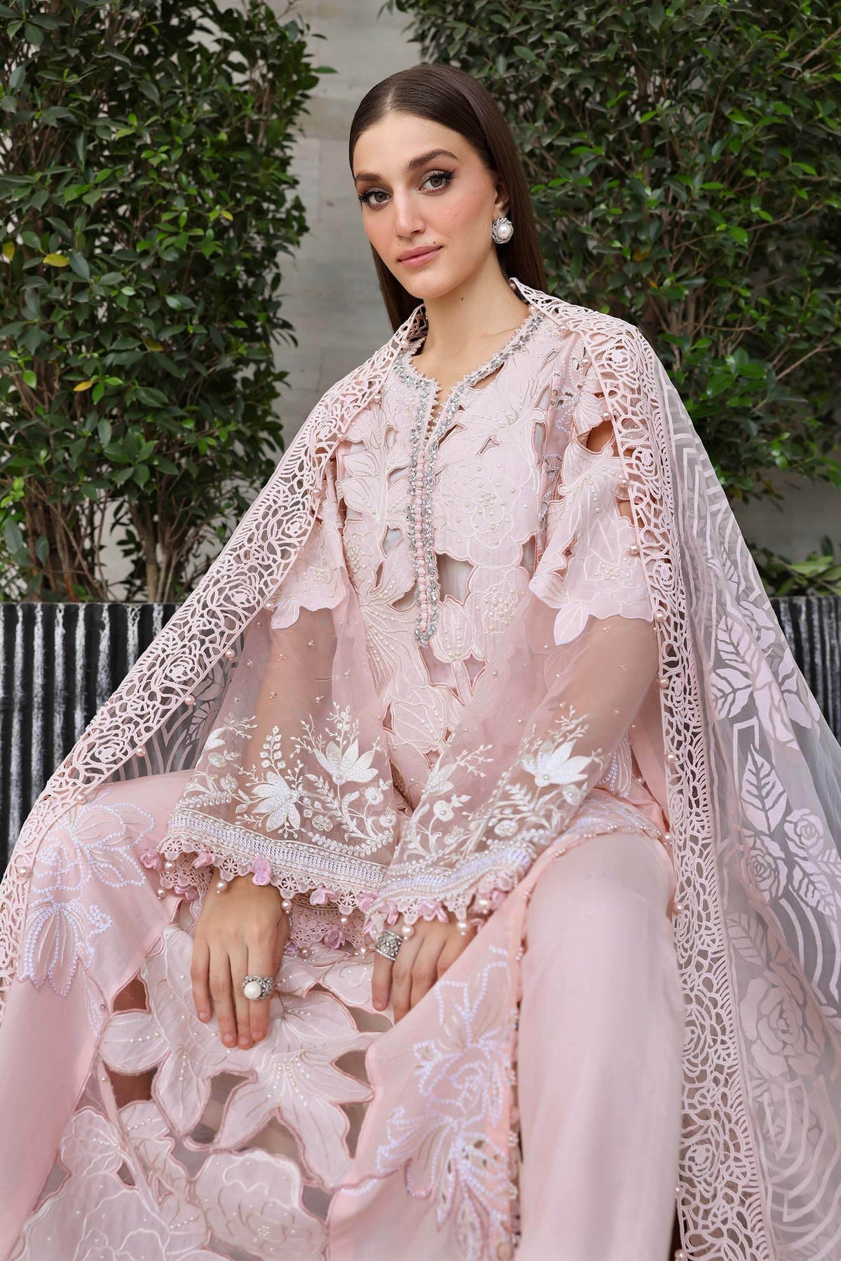 3pcs Dhanak Maria B Cutwork Tea Pink