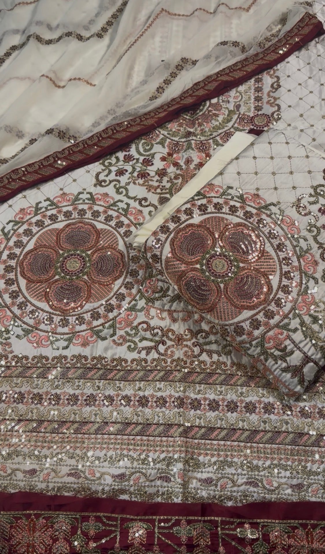 3pcs Fahad Hussian Offwhite Emb Silk