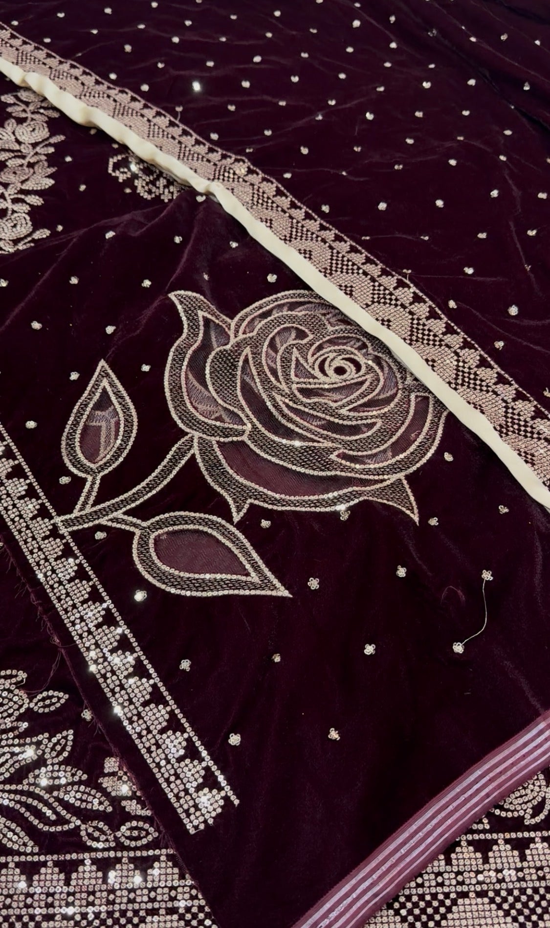 3pcs Velvet Sequence Mehroon Ramsha Luxury