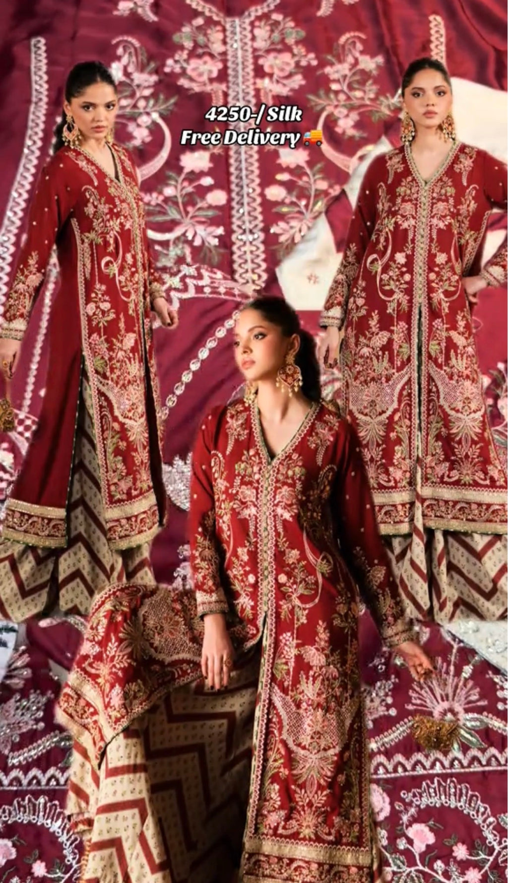 2pcs Ethnic Zig zag Embroidered Silk