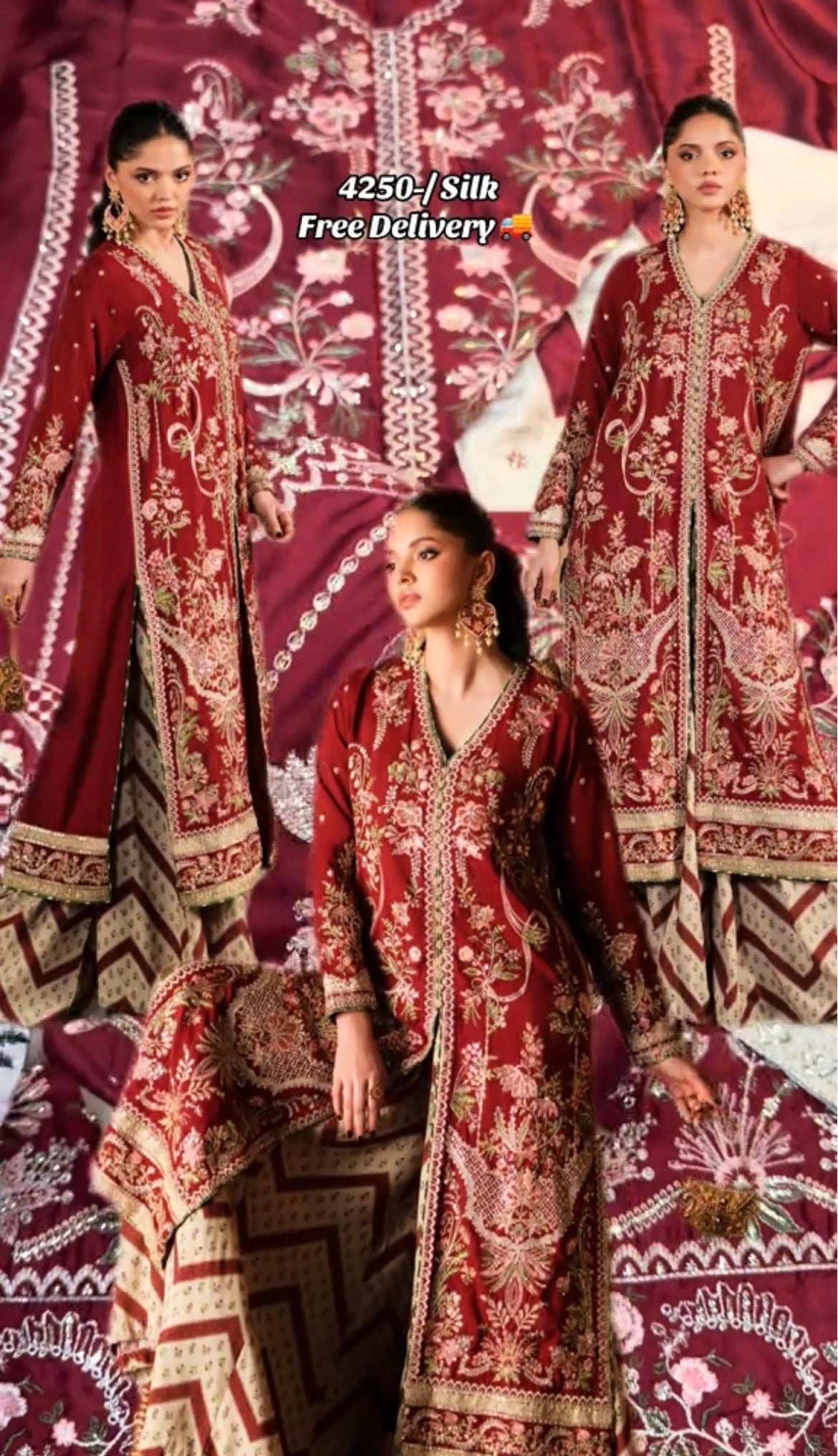 2pcs Ethnic Zig zag Embroidered Silk