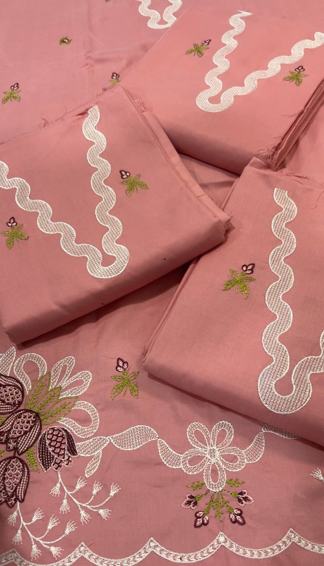 2pcs Gulnar Baby Pink Short Shirt Style Embroidered Gol Daman