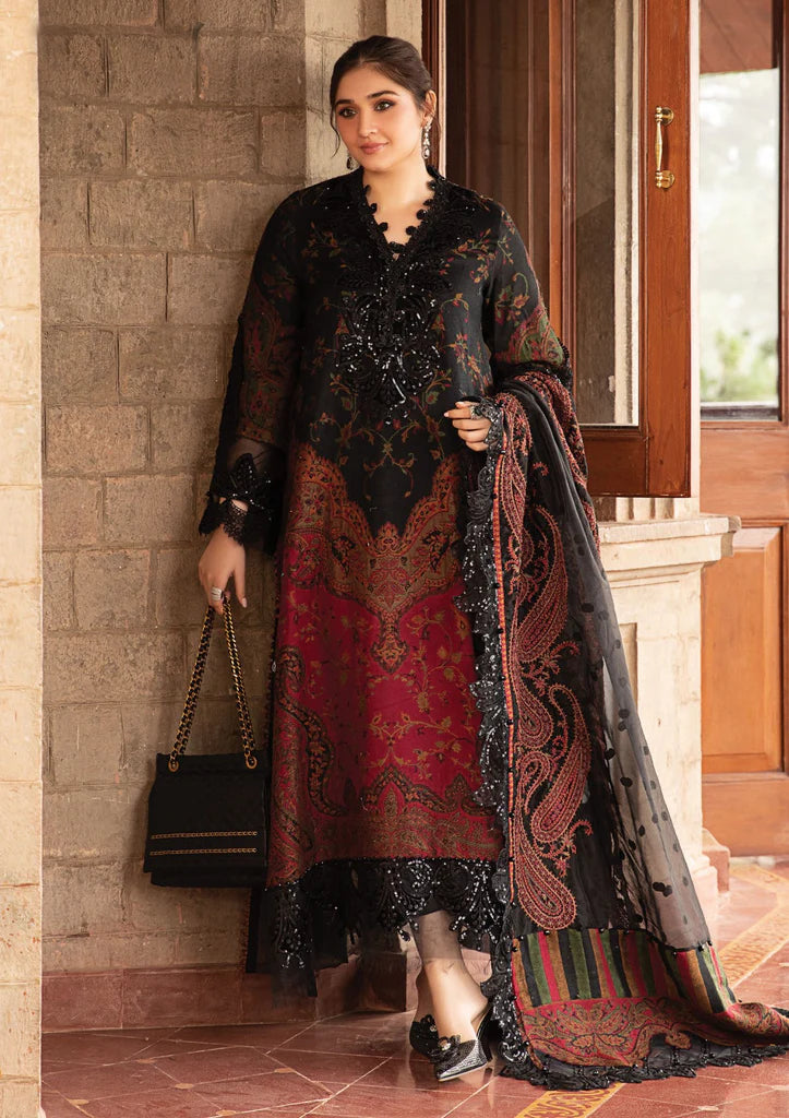 3pcs Dur e Fisha  Black Mehroon sale lawn