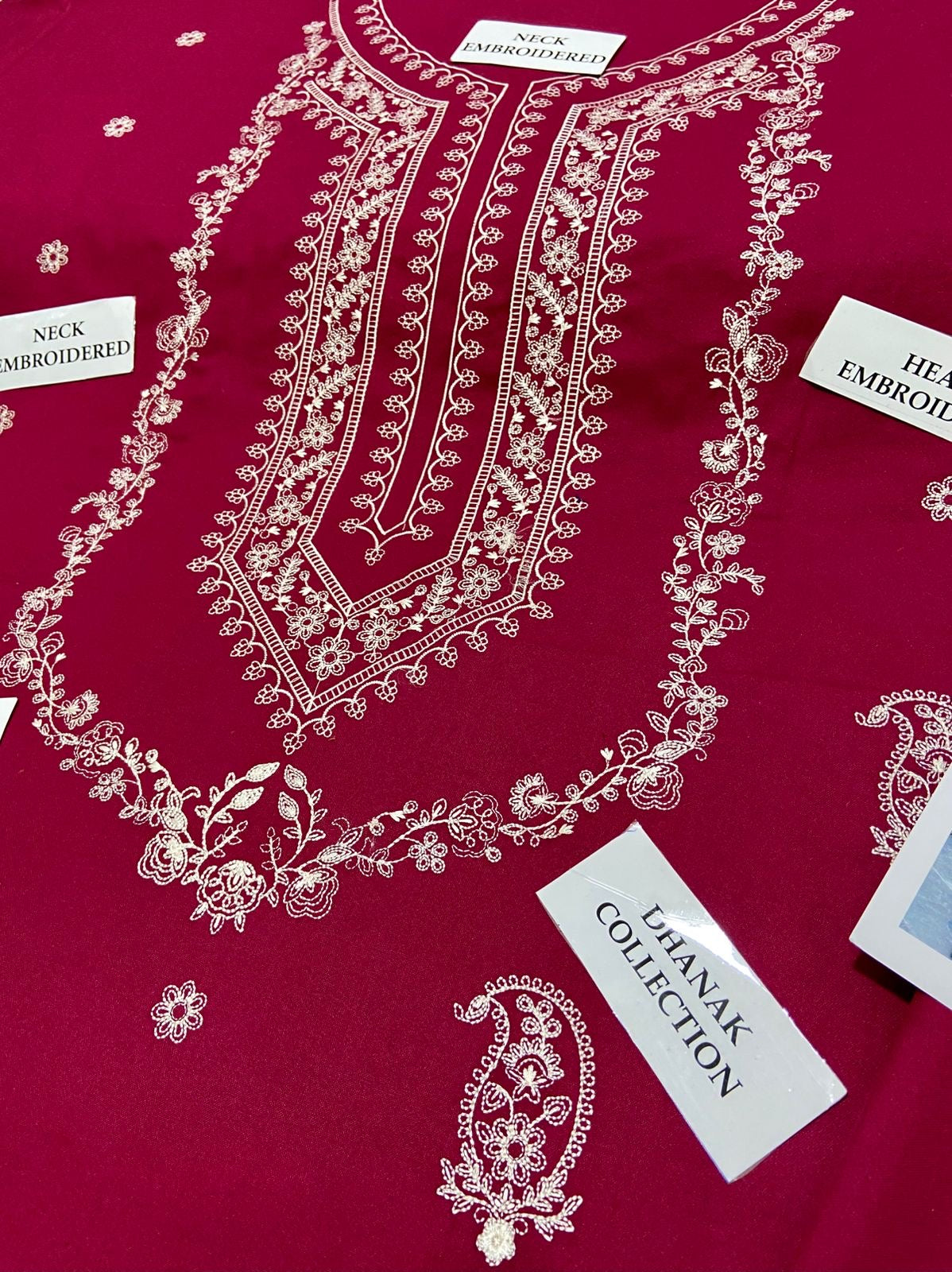 2pcs Embroidery Dhanak laam Mehroon