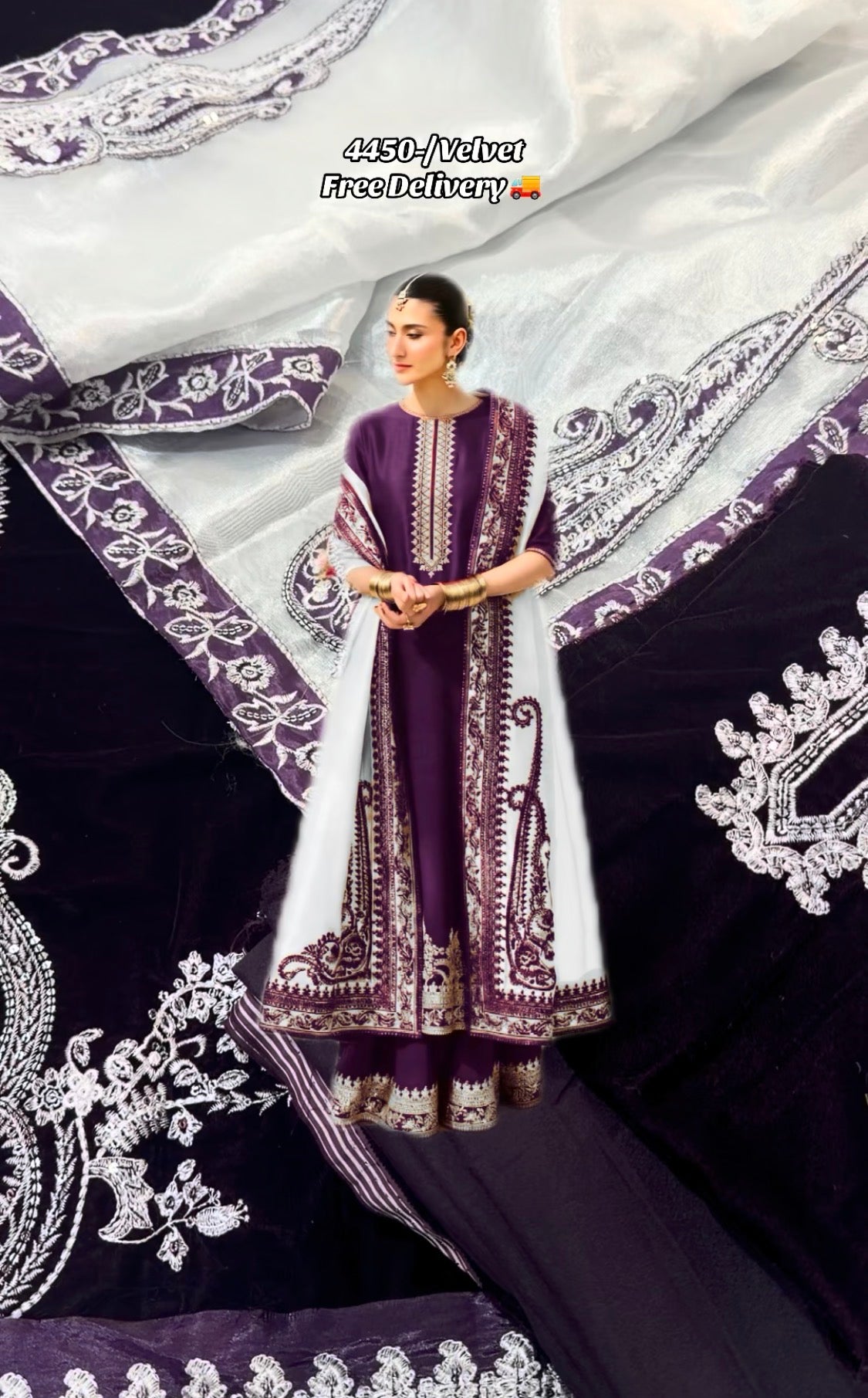 3pcs Velvet Jamzin Purple Yumna Zadi
