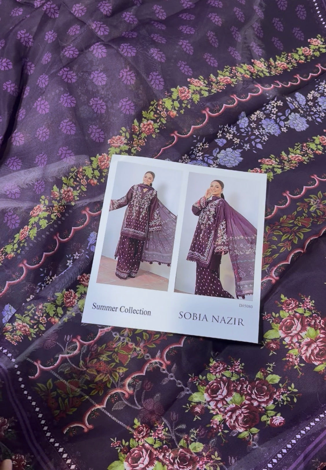 3pcs Sobia Nazir plum lawn
