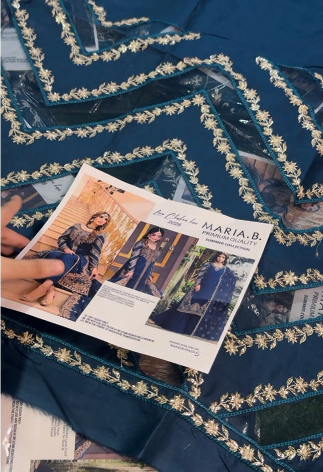 3pcs Sleeves Cutwork blue zinc