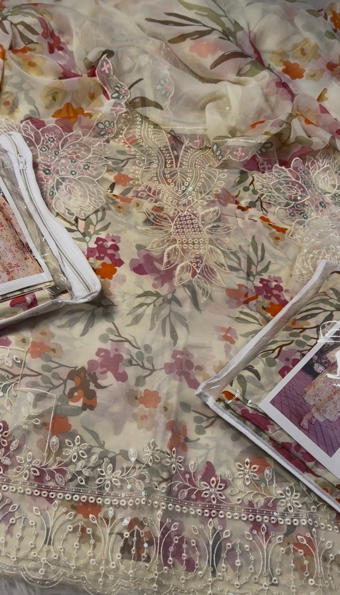 3pcs Crimson Print Multi lawn