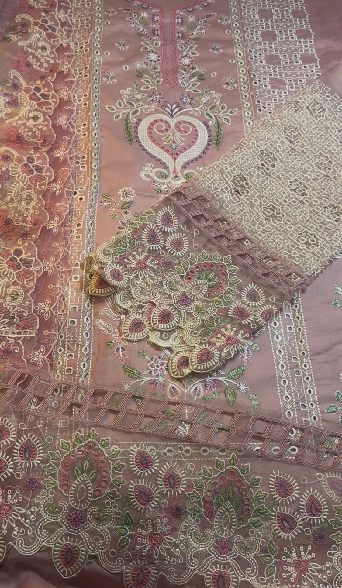3pcs Tea Pink Akbar Aslam lawn