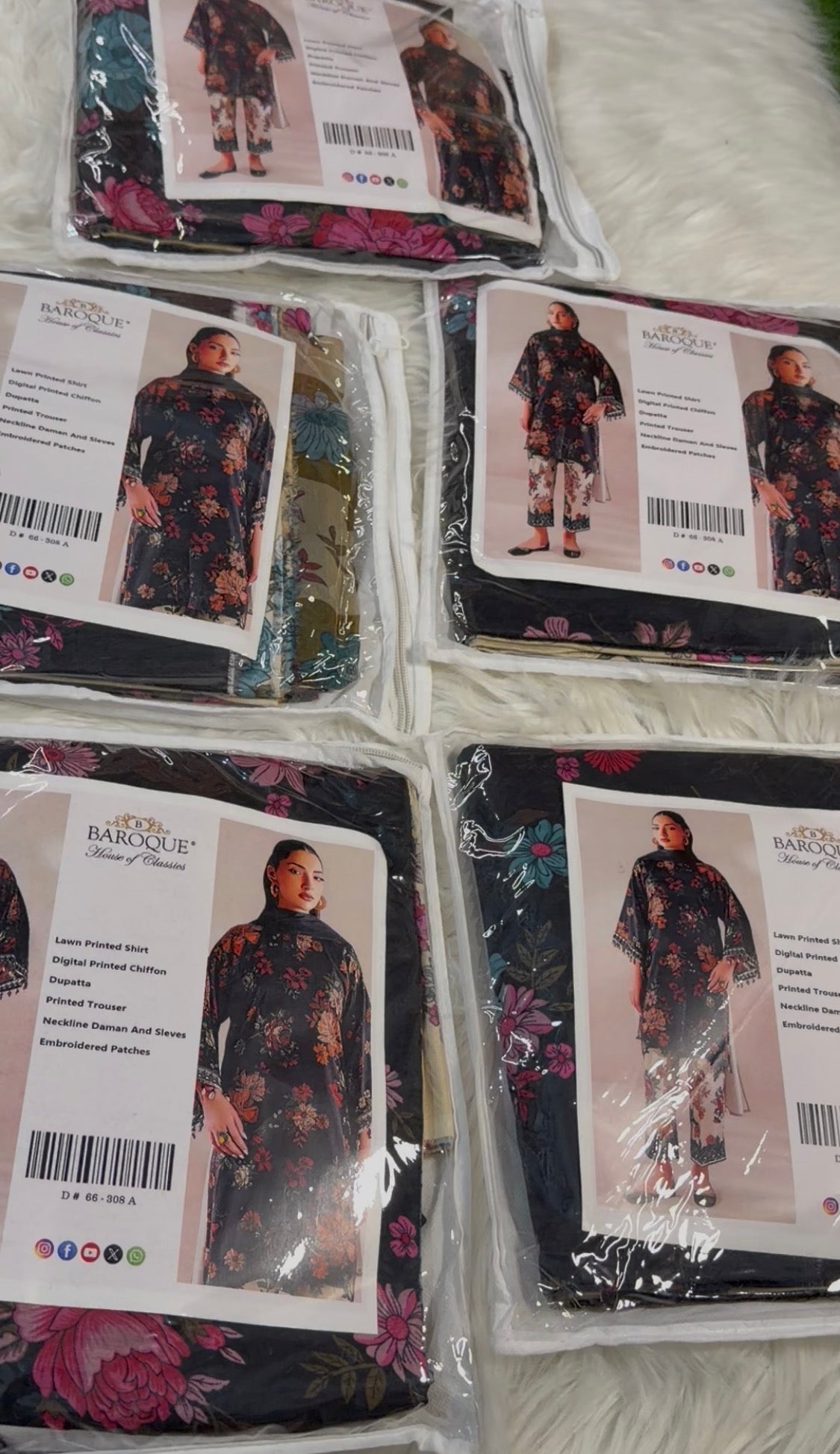 3pcs Baroque Print Multi lawn