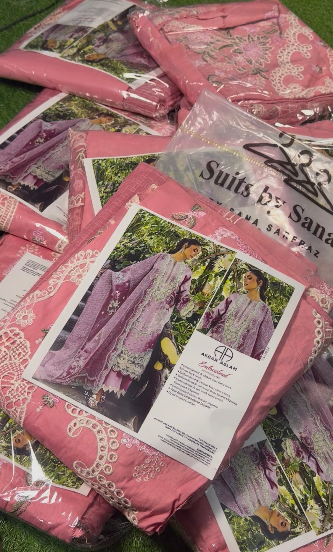 3pcs Akbar Aslam Baby pink lawn