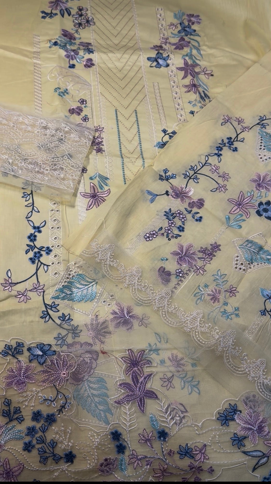 3pcs Khaf Lemon luxury lawn