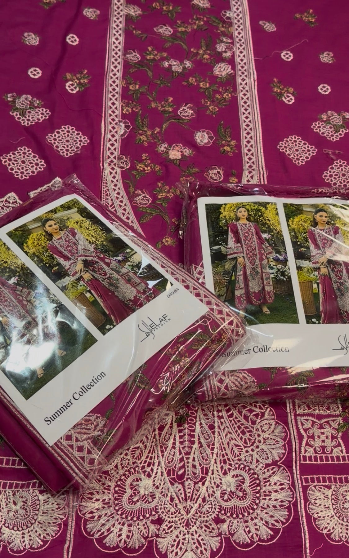3pcs shocking pink Elaf lawn