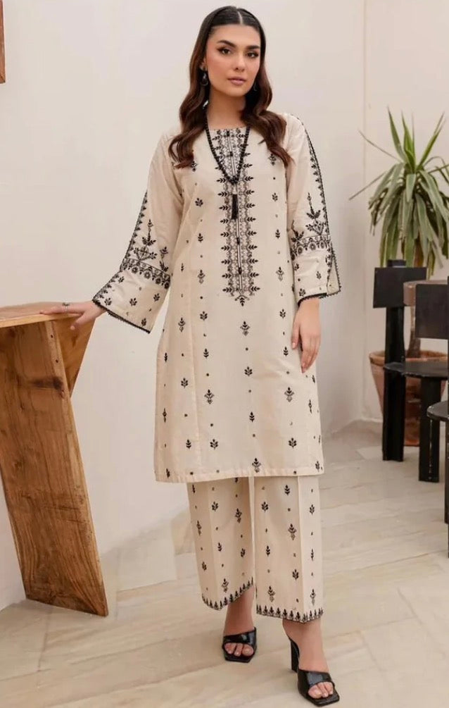 2pcs Cream Batik lawn