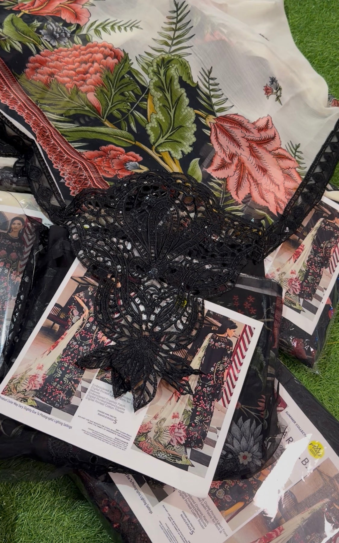 3pcs Maria B lawn print cutwork dupata