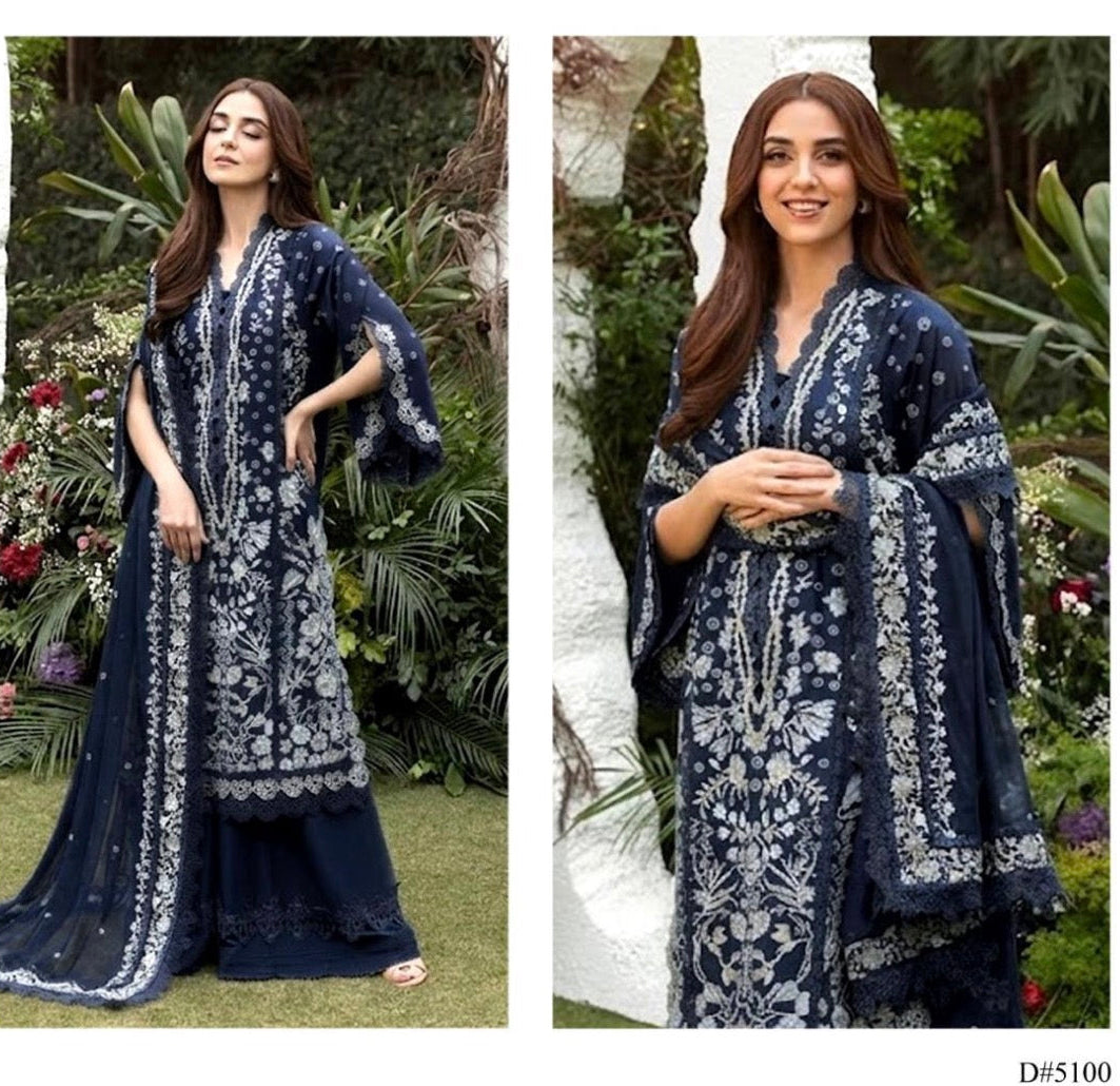 3pcs Sobia Nazir Royal Blue lawn