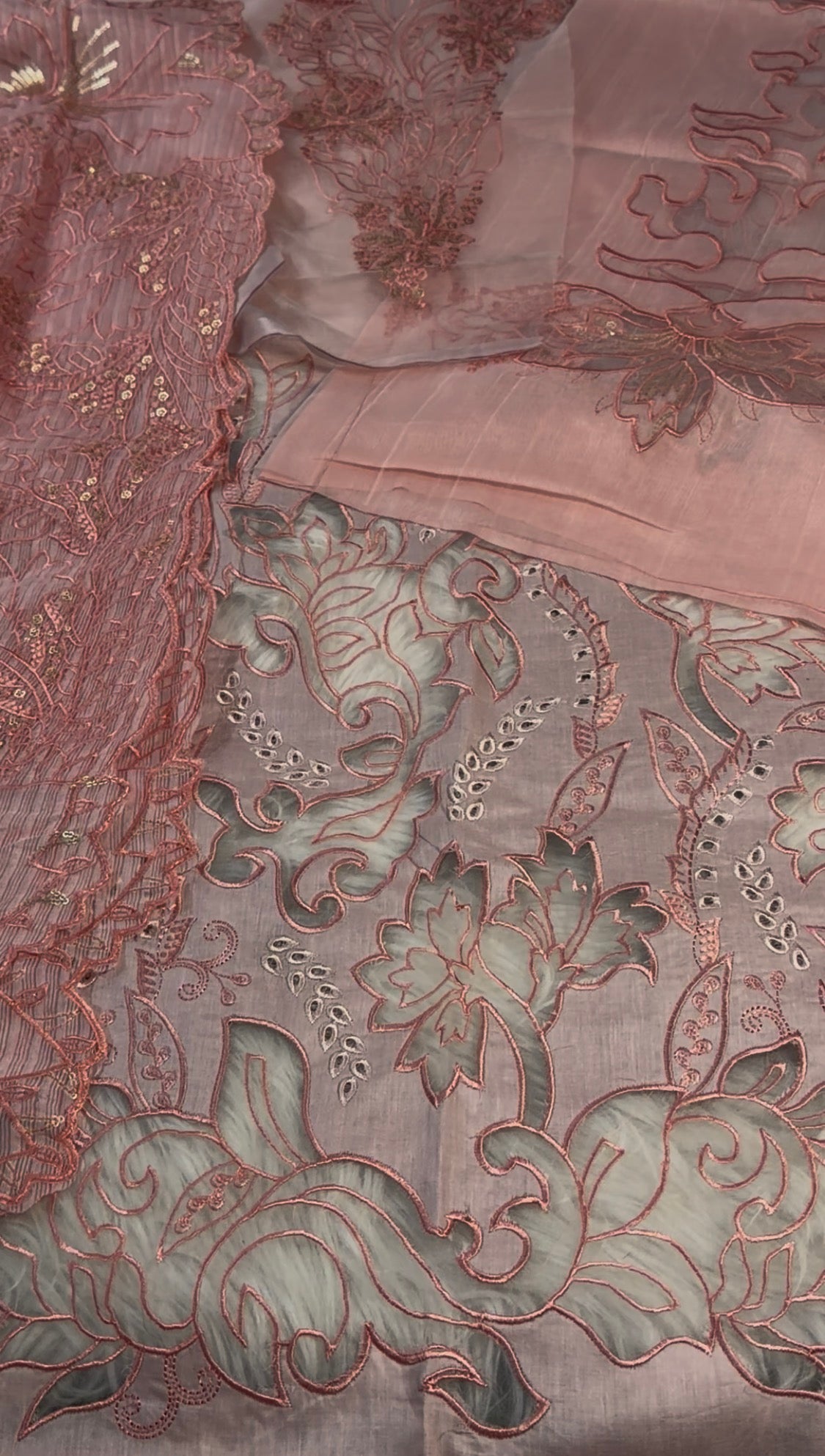 3pcs Peach Maria B cutwork laser lawn