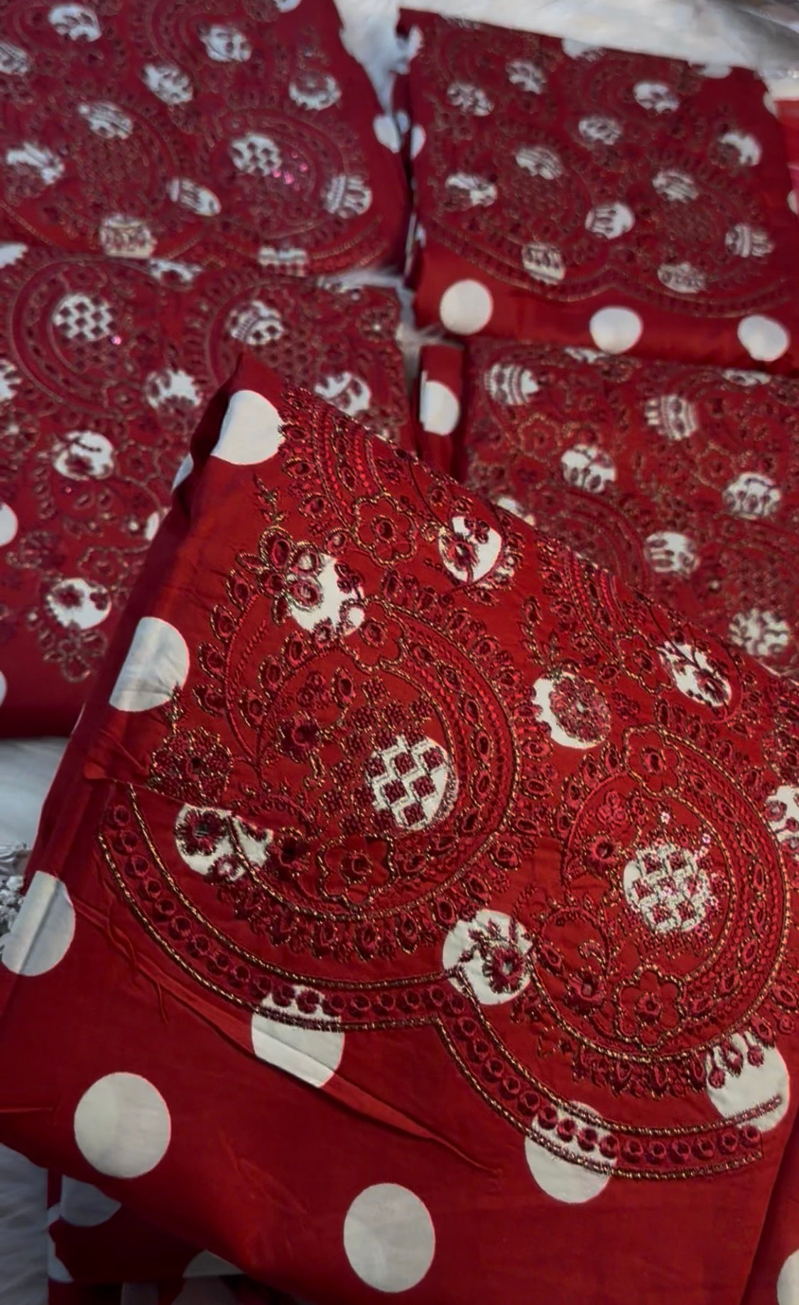 3pcs Polka dot red mb lawn