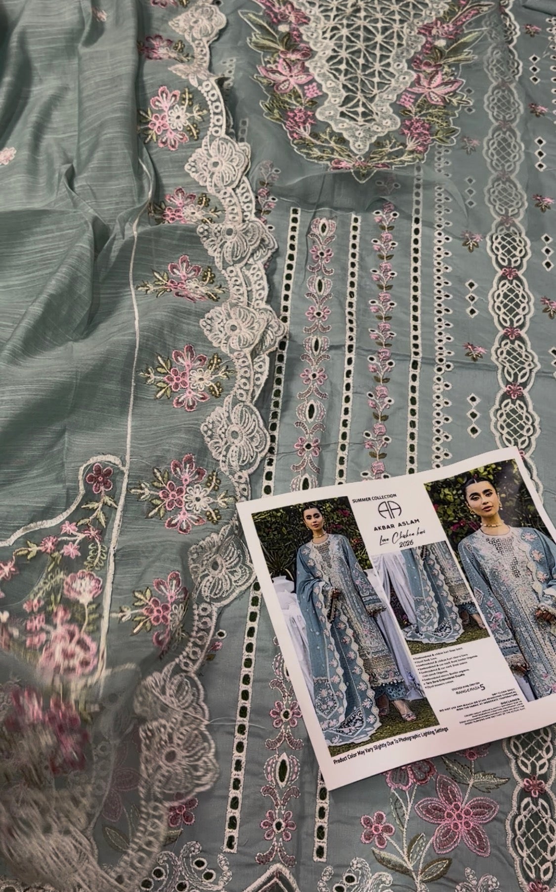 3pcs Akbar Aslam with voil lawn dupata