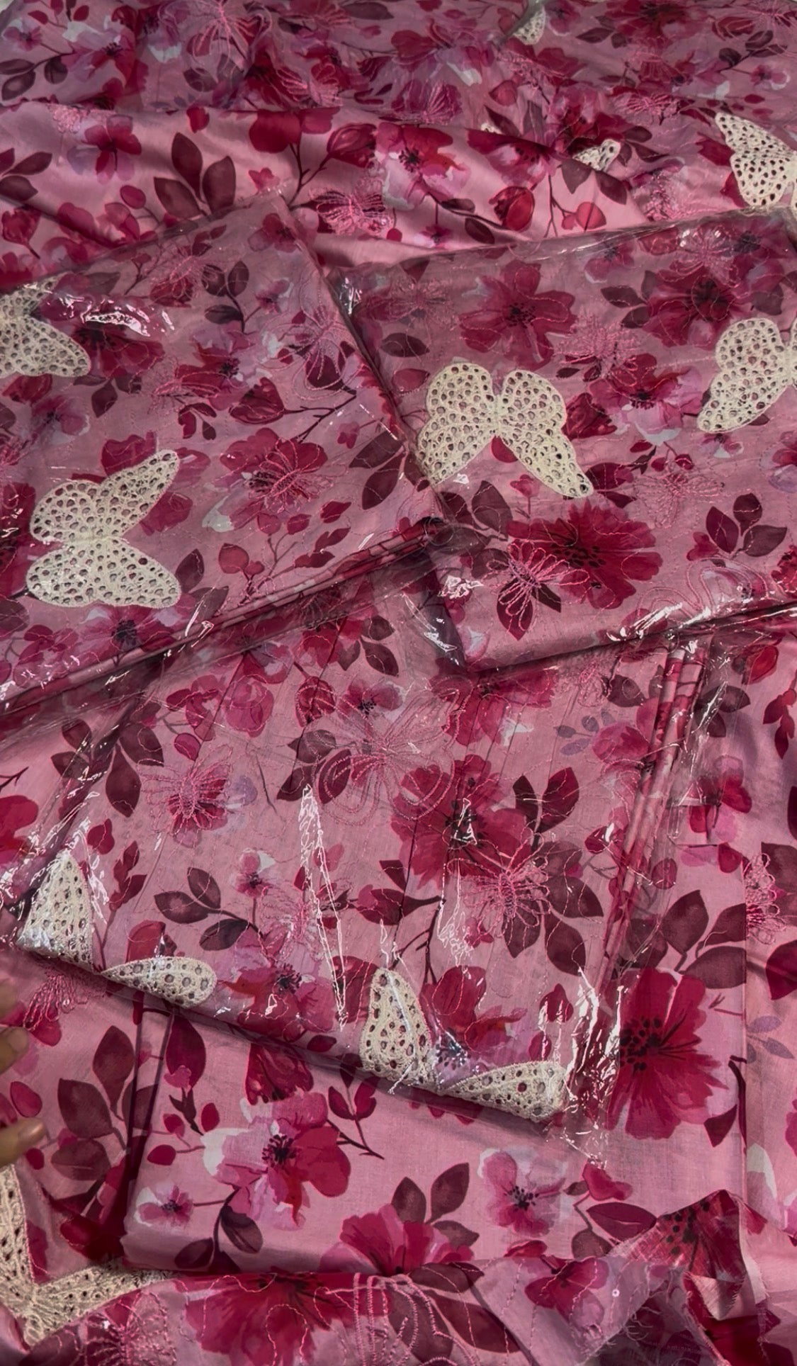 2pcs Maria B Shocking Pink Butterfly lawn