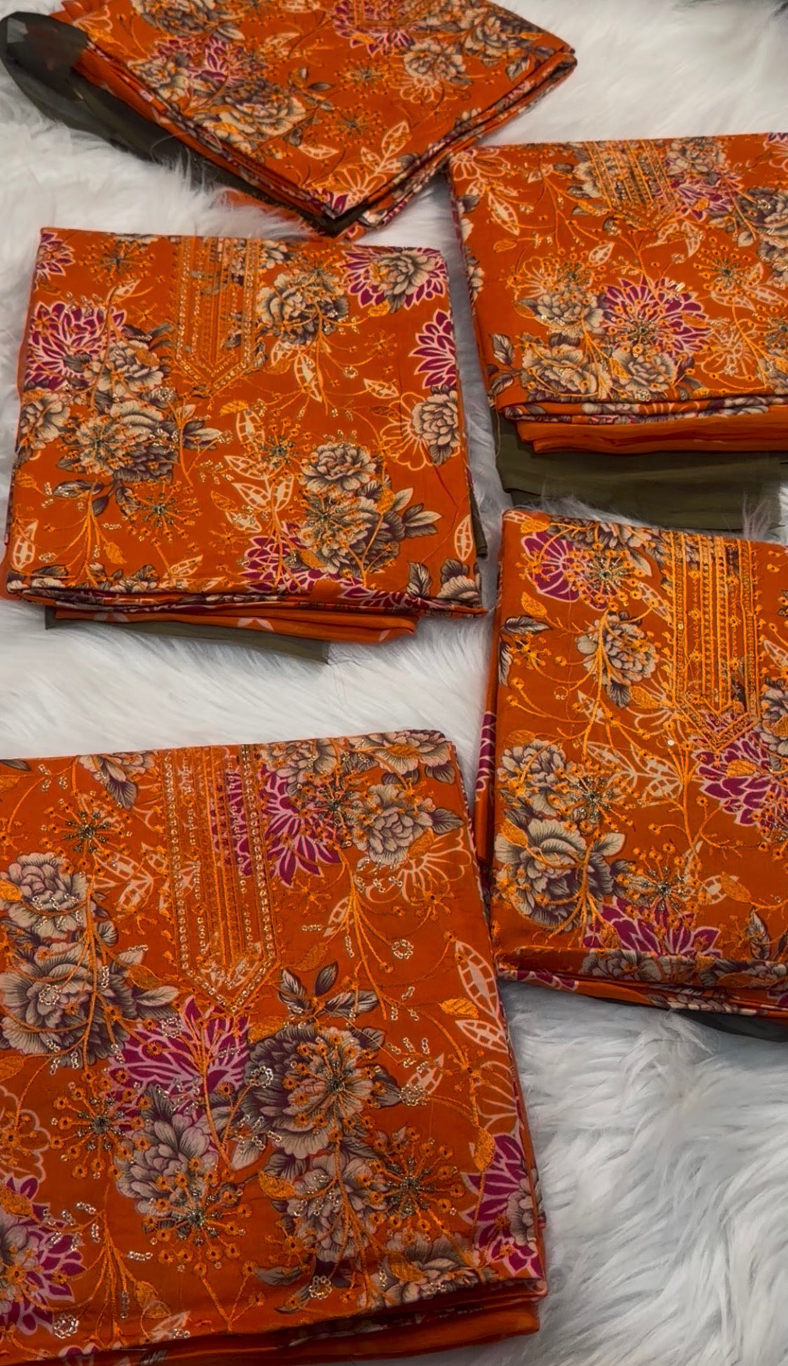 3pcs Orange Emb lawn A-07