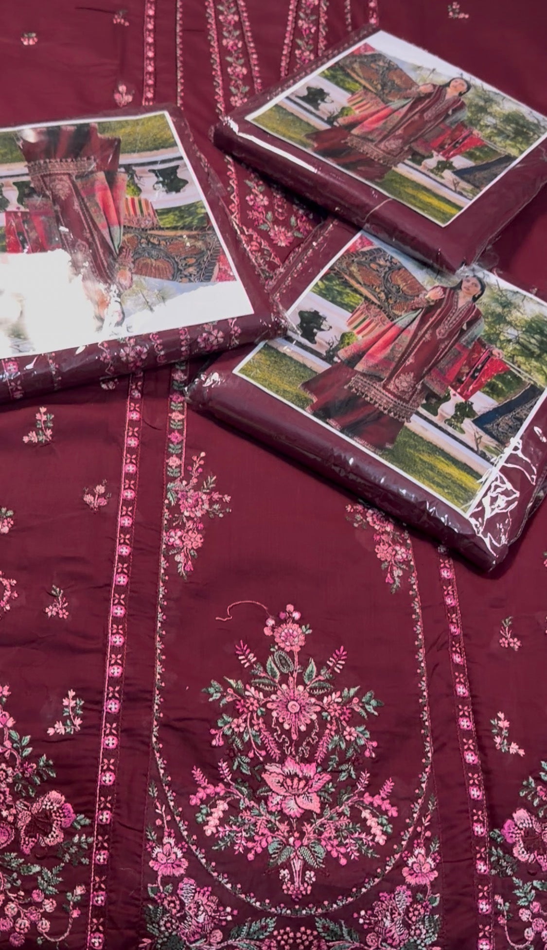 3pcs Hussain Rehar Mehroon lawn
