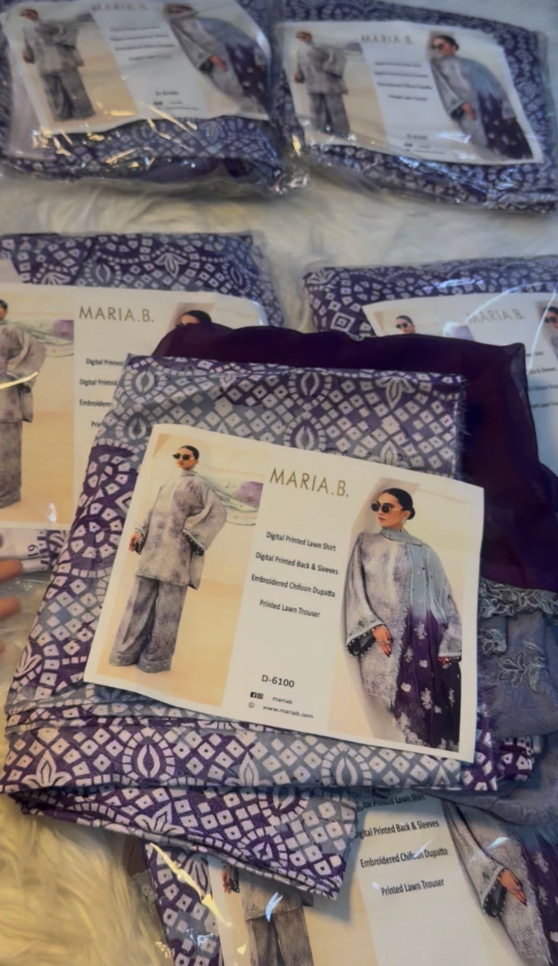 3pcs Maria B Grey Purple lawn