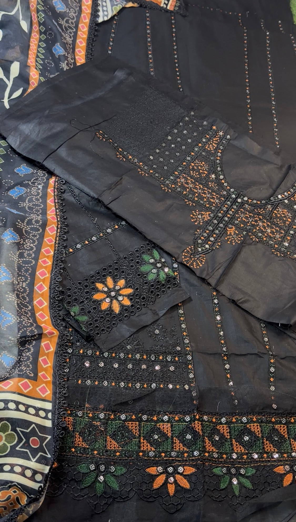 3pcs Jazmin Black Frock lawn
