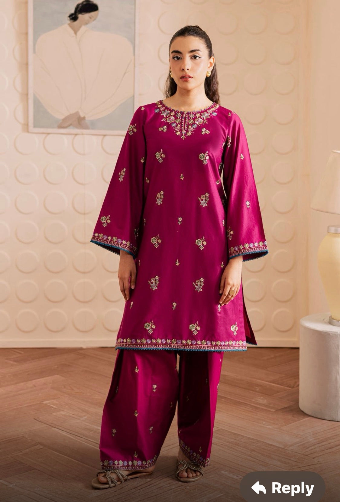 2pcs Batik Shocking Pink lawn