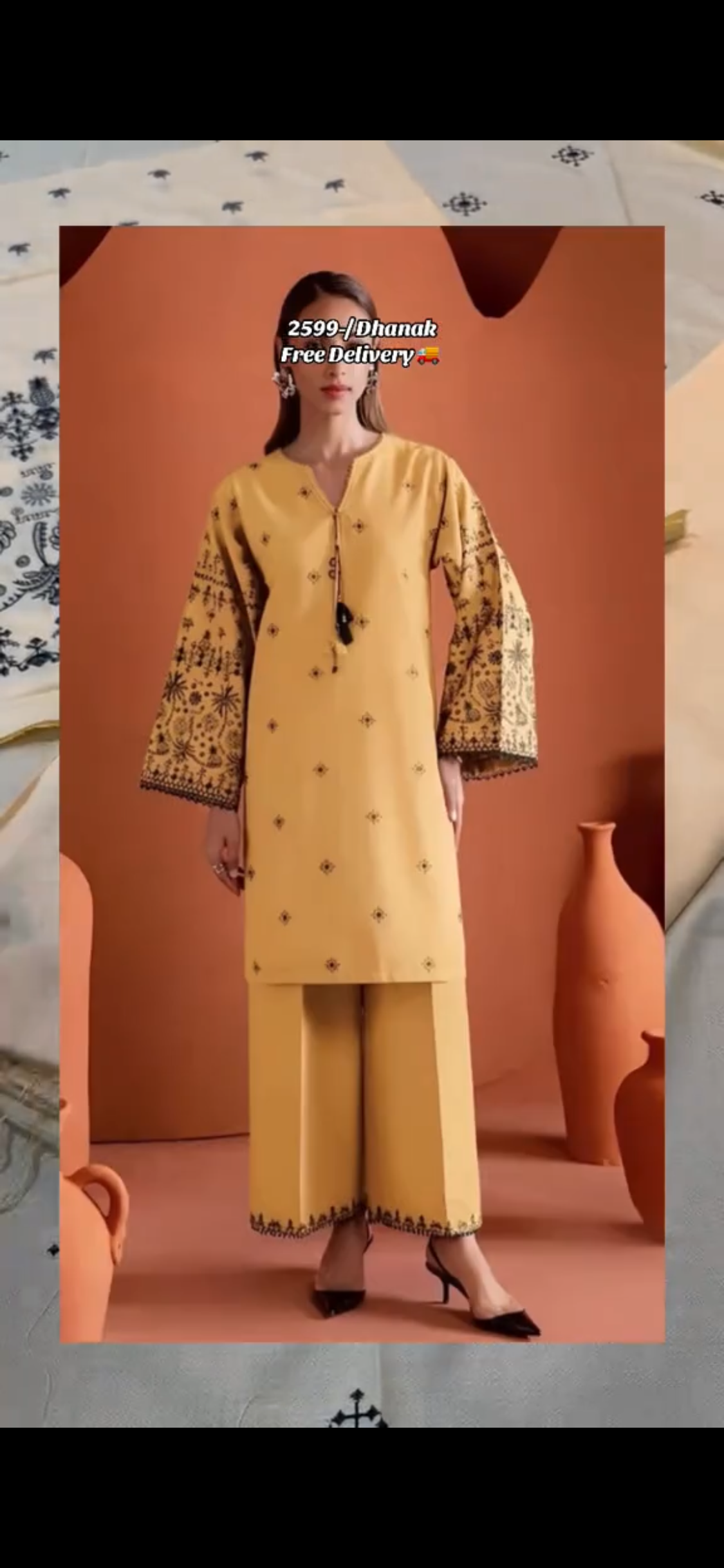 2pcs Dhanak Black Lemon Batik Heavy Sleeves