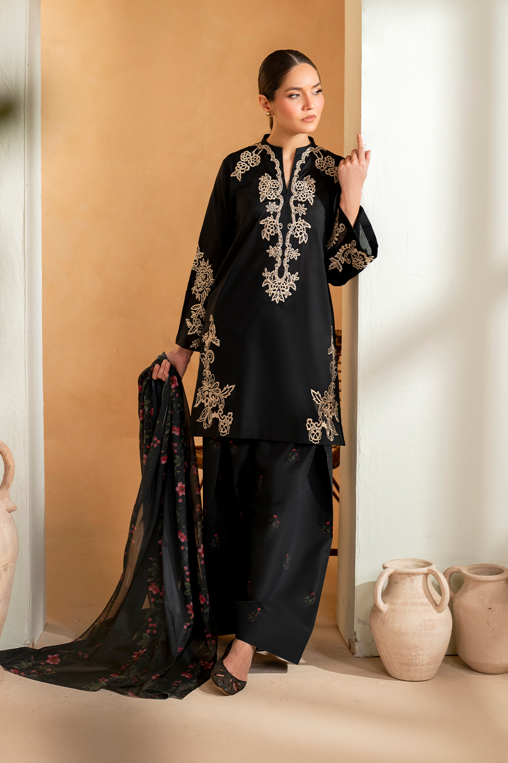3pcs iznik black lawn