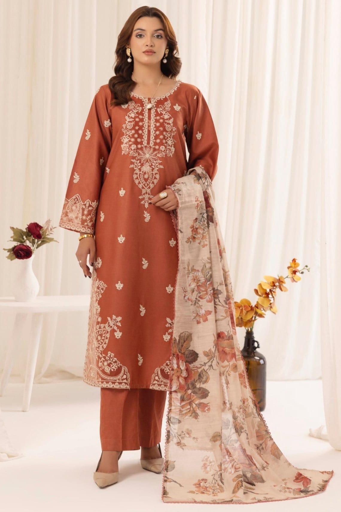 3pcs Mohagni orange lawn